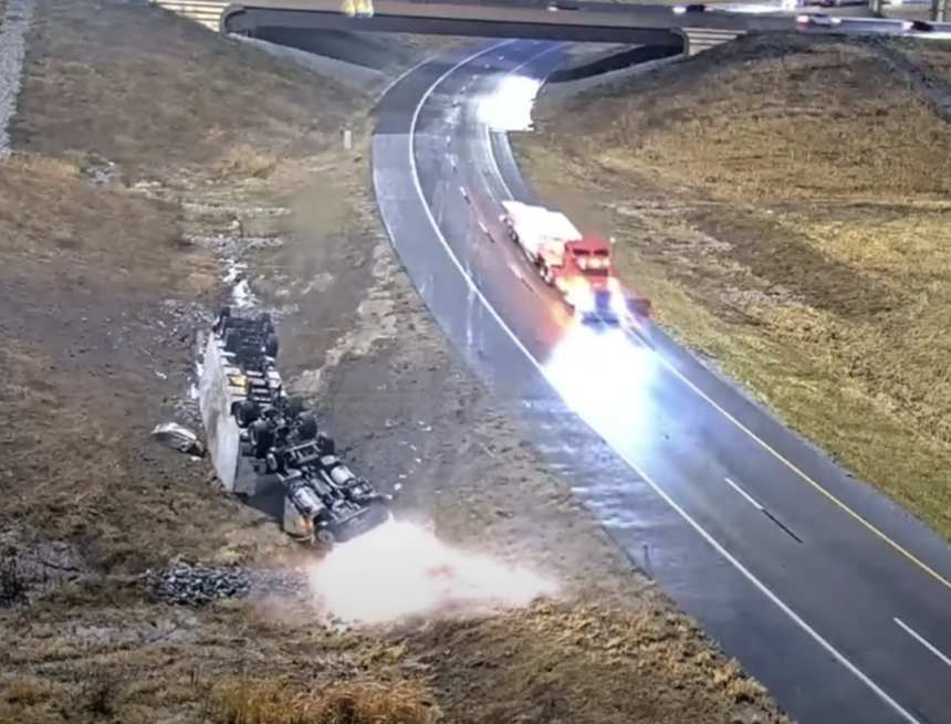 Screenshot-2024-11-08-at-10.38.51-AM.png Not a single trucker stops for driver that flipped after taking ramp WAY too fast