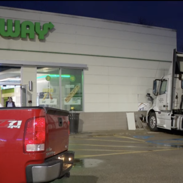 Semi truck crashes into Subway restaurant while driver visits gas station