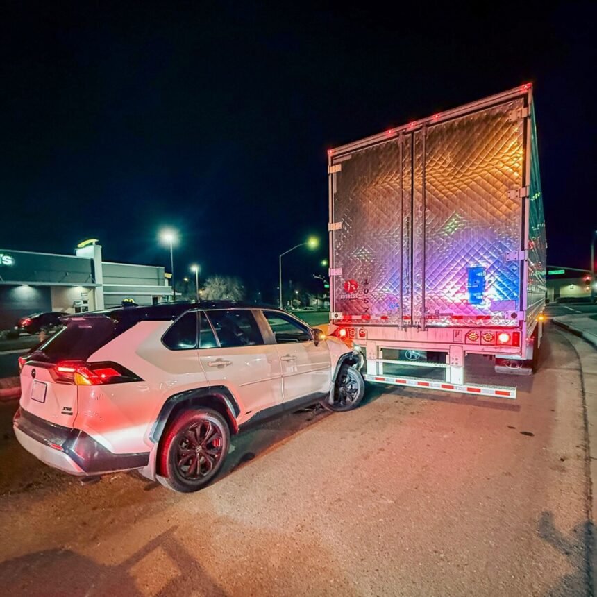 CHP says distracted car driver was dragged by big rig to next exit