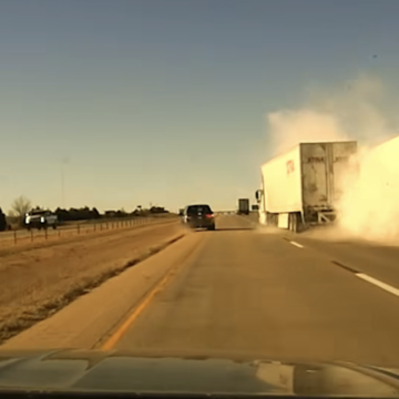 Oklahoma troopers share ‘graphic’ video of semi sideswiping disabled big rig while driver grabs water bottle