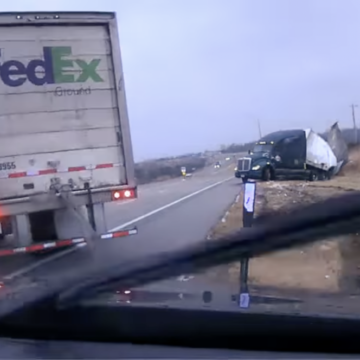 ‘Hectic’ dash cam video shows FedEx truck slip-sliding away on Nebraska highway