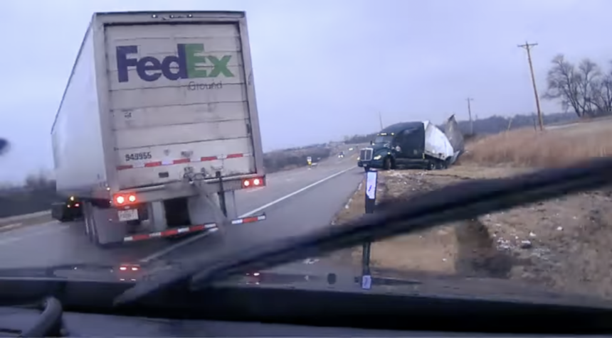 ‘Hectic’ dash cam video shows FedEx truck slip-sliding away on Nebraska highway