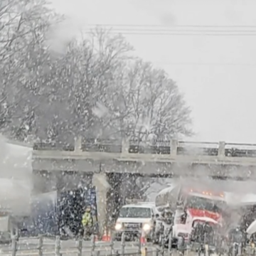 Overheight semi truck causes chain-reaction crash beneath Michigan overpass
