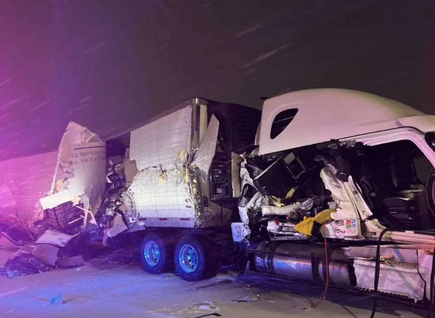 Black ice in Houston causes I-69 crash involving four semi trucks