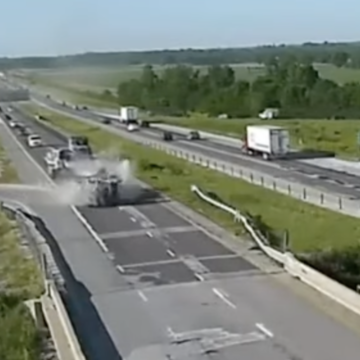 Watch as tanker driver tries flooring it on a curve