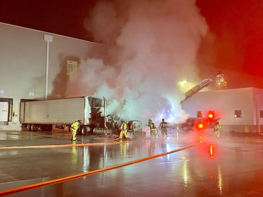 Bystanders wake sleeping truck driver before he burns to death in truck fire