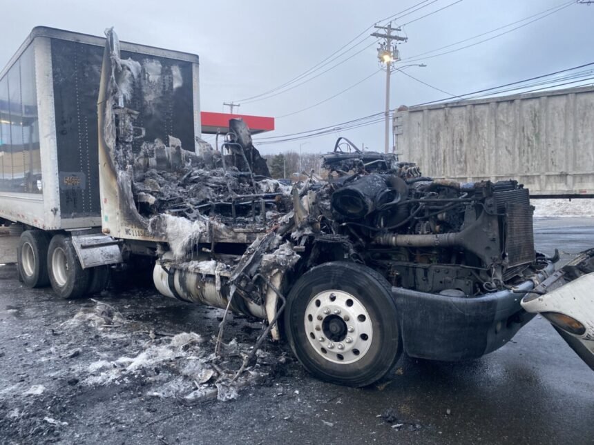 Trucker moves burning big rig away from diesel pumps at Connecticut truck stop