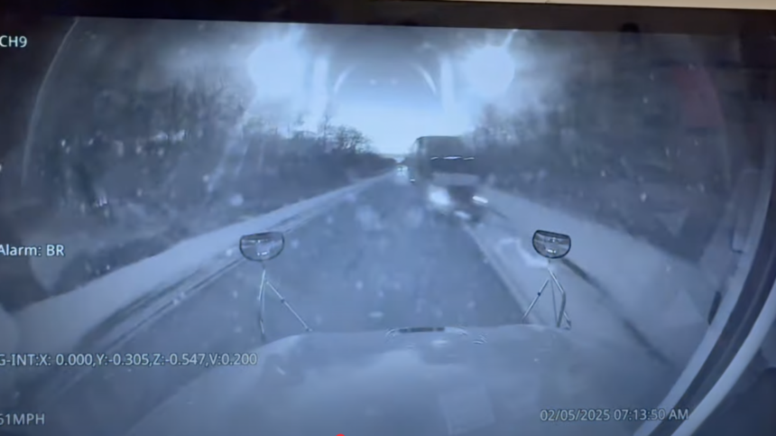 Dash cam shows Minnesota school bus driver taking evasive action to avoid head-on crash with big rig