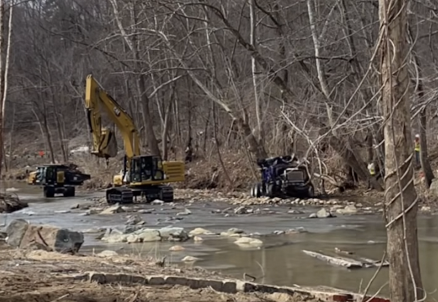 Watch crew finally remove semi truck cab from NC river 4 months after Helene