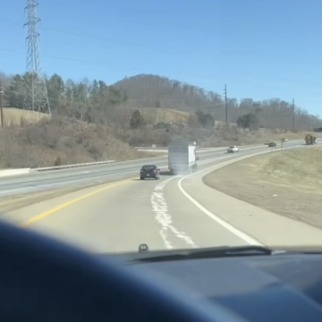 Semi truck filmed dragging hunk of concrete after hitting monument on GPS detour around Helene closures