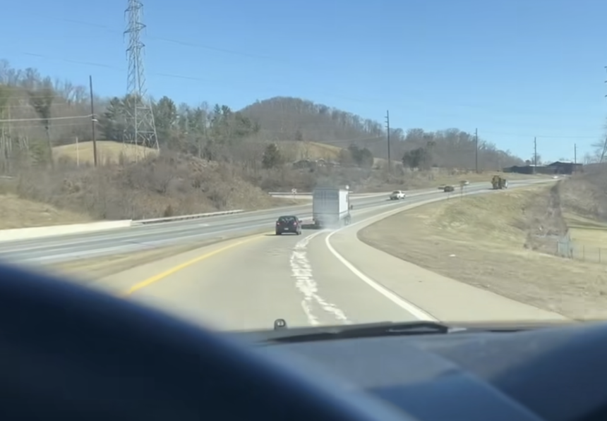 Semi truck filmed dragging hunk of concrete after hitting monument on GPS detour around Helene closures